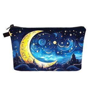 Cosmetic Bag Makeup Celestial Moon Stars Sky Cosmic Pouch Travel Storage NEW